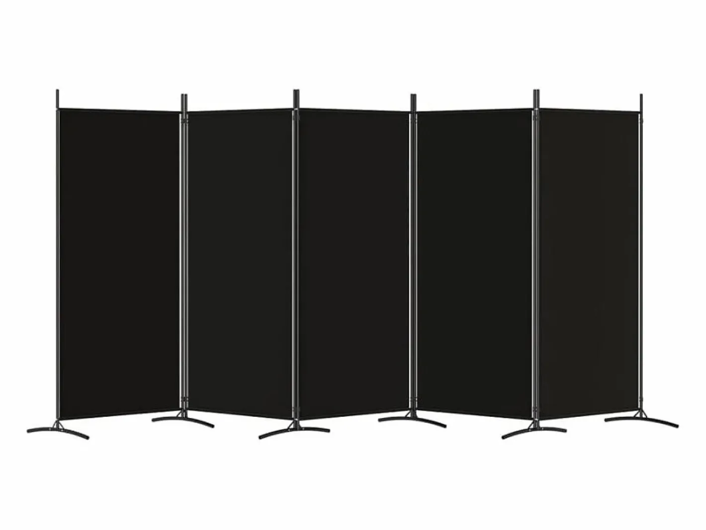 Biombo divisor de 5 paneles de tela 433x180 cm ES107272 Negro New