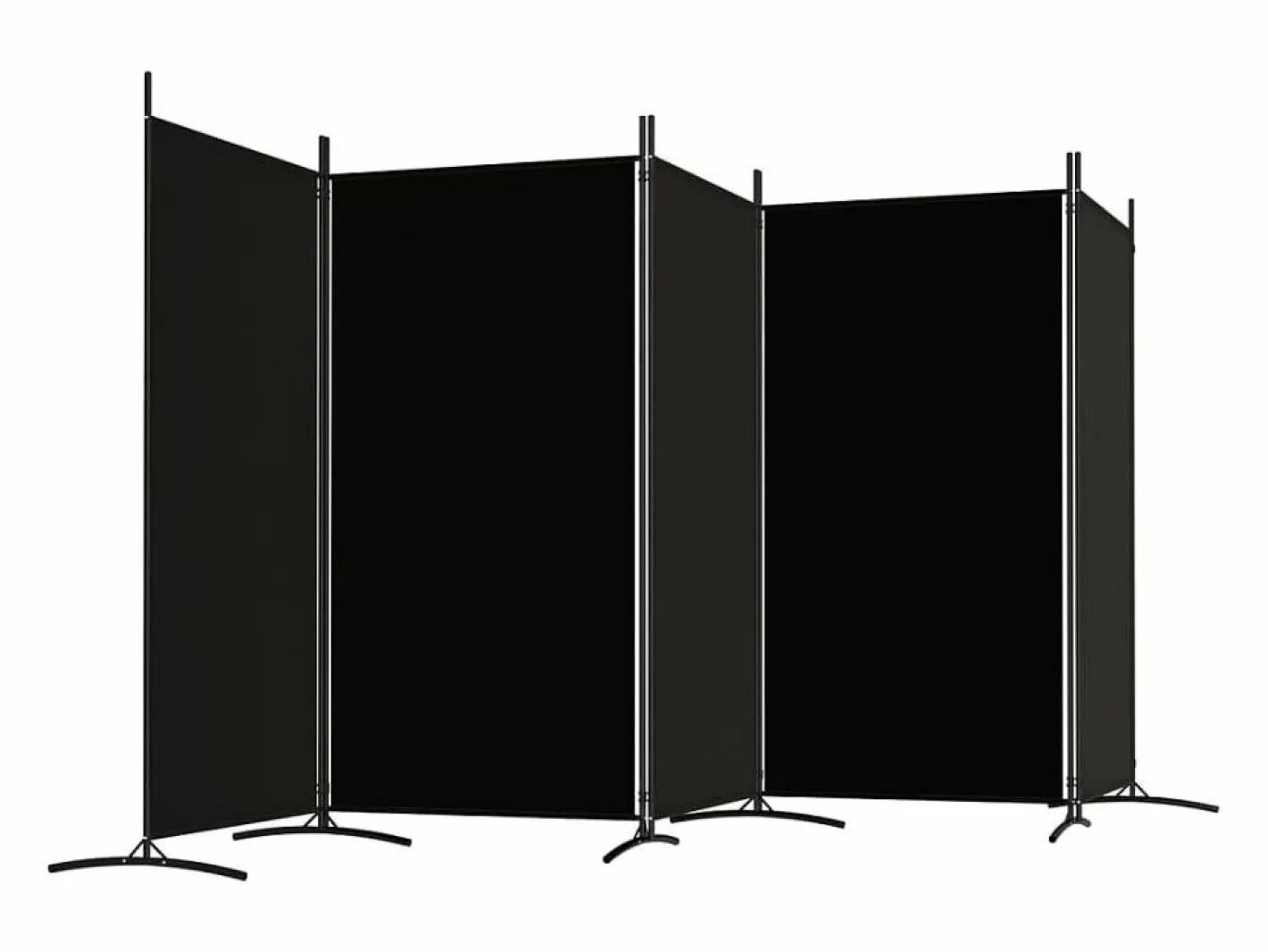 Biombo divisor de 5 paneles de tela 433x180 cm ES107272 Negro New