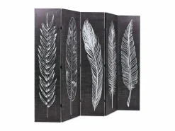 Biombo divisor plegable 200x170 cm plumas blanco y ES809469^ New