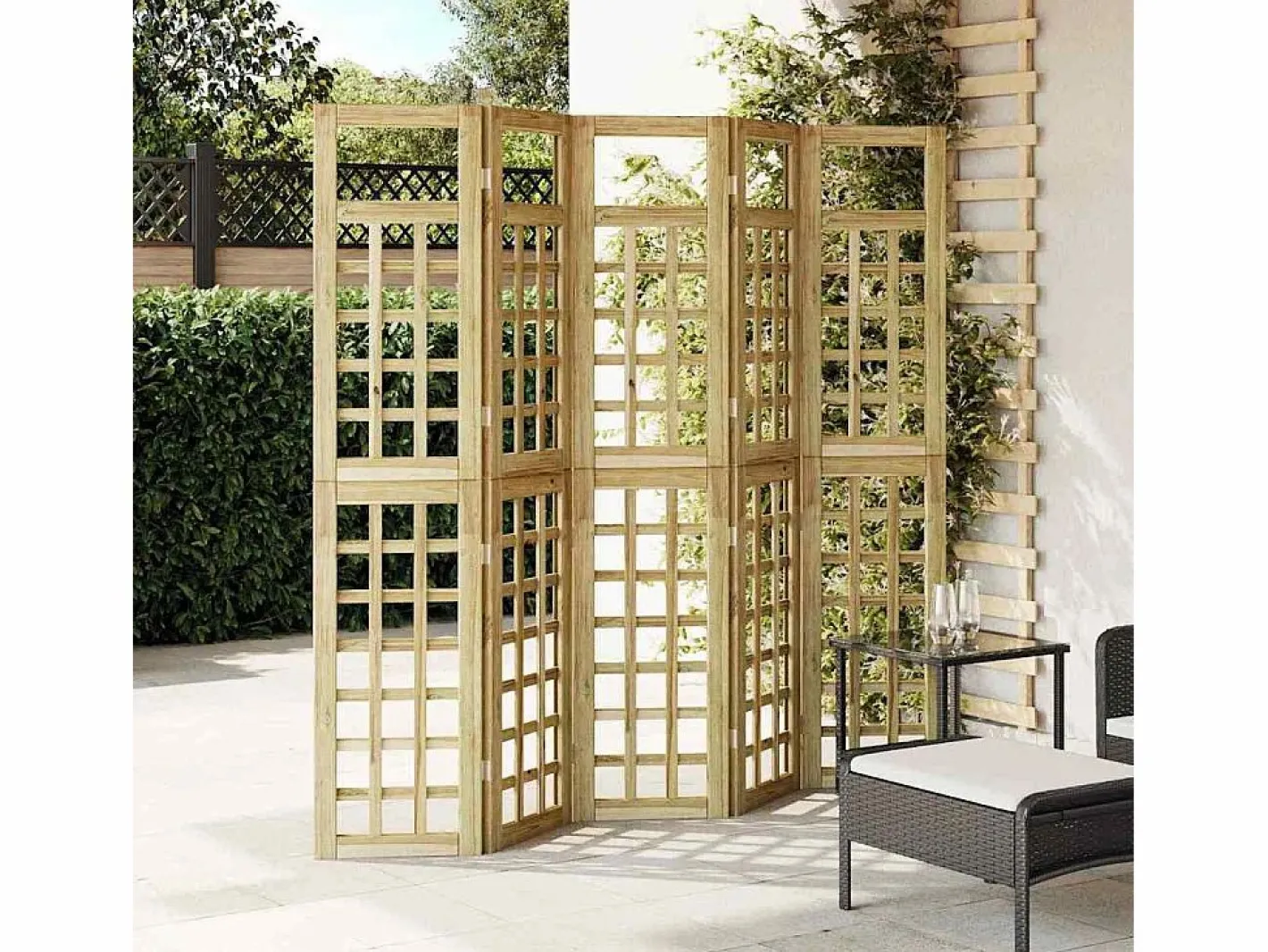Biombo|Biombo exterior plegable 5 piezas marrón 200 x 180 cm