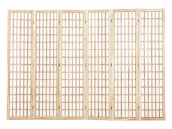 Biombo Japonés SucceBuy De 6 Paneles Para Separación De Ambientes Beige Clearance