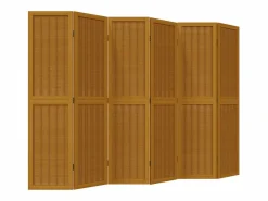 Biombo separador de 6 paneles madera maciza paulownia marrón ES625835 Marru00f3n