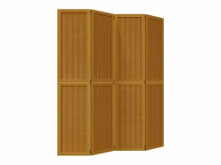 Biombo|Biombo separador de 4 paneles madera maciza paulownia marrón ES959267