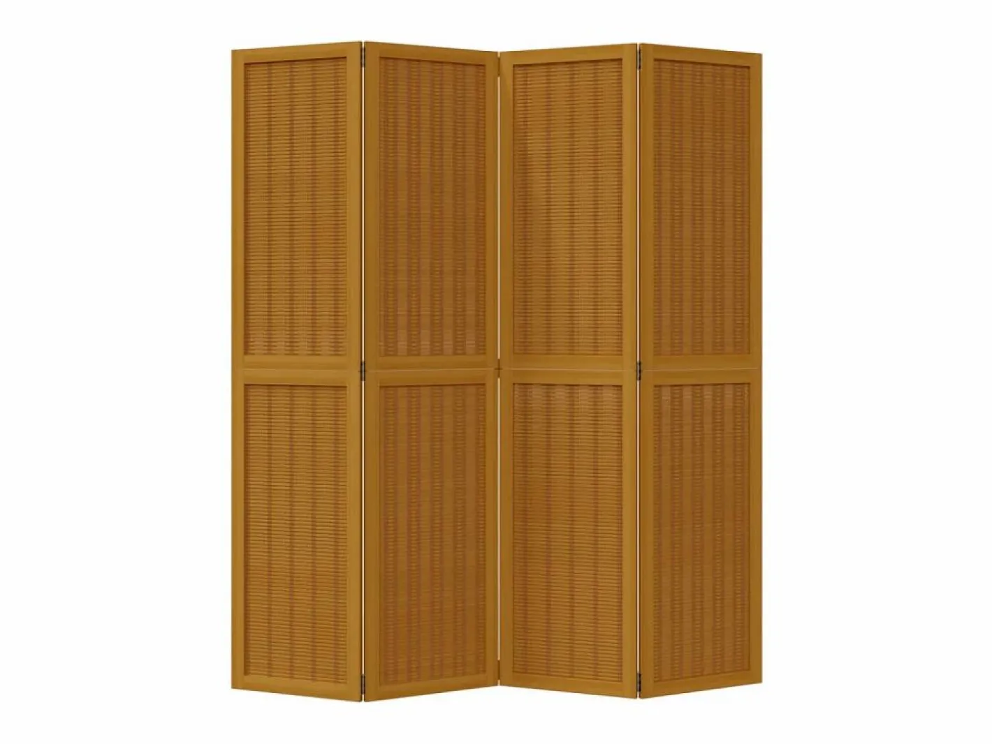 Biombo|Biombo separador de 4 paneles madera maciza paulownia marrón ES959267