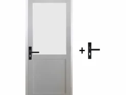 GD Menuiseries Puerta Con Marco|Bloque de puerta Athena BLANCO H204 x L73 Empujando las dimensiones de la mesa derecha + manija
