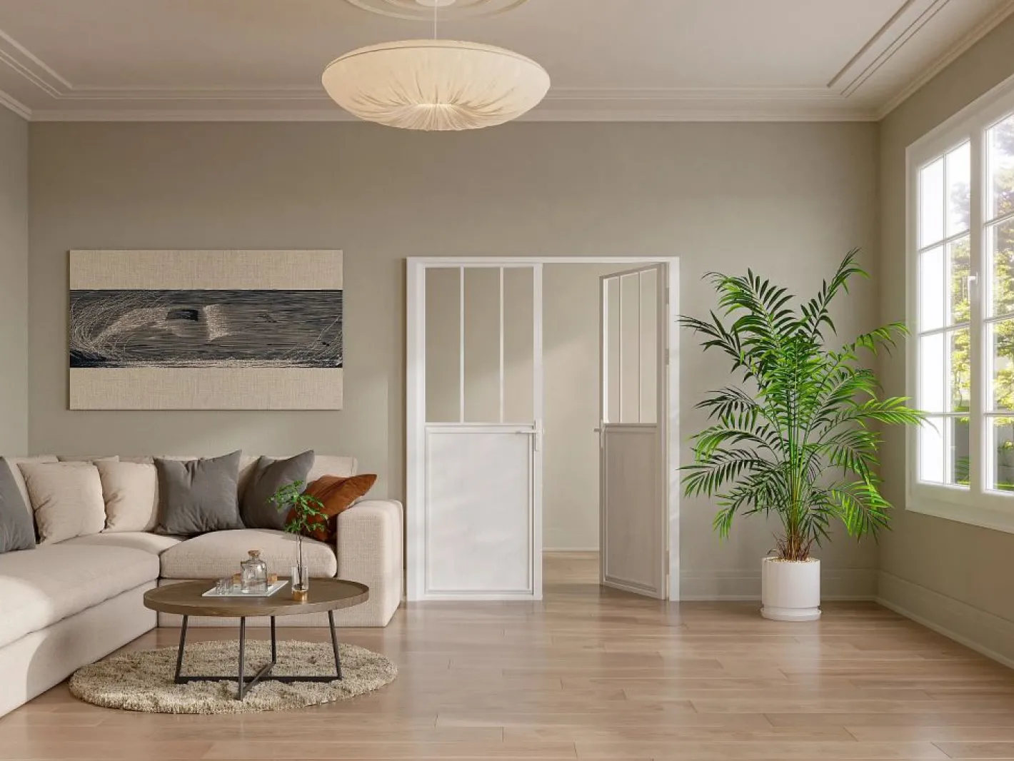 Vente-unique Puerta Con Marco|Bloque de puerta reversible, MDF y vidrio templado - 2 x Alt. 204 x An. 83 cm - ERMELO