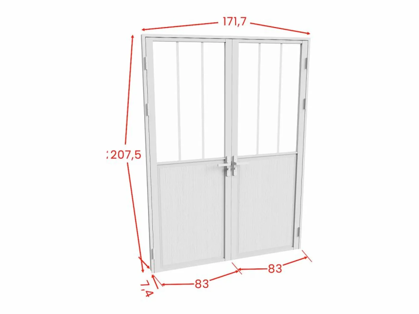 Vente-unique Puerta Con Marco|Bloque de puerta reversible, MDF y vidrio templado - 2 x Alt. 204 x An. 83 cm - ERMELO