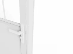 Vente-unique Bloque de puerta reversible, aluminio, MDF y vidrio templado, Alt. 204 x An. 83 cm, ERMELO Blanco Discount