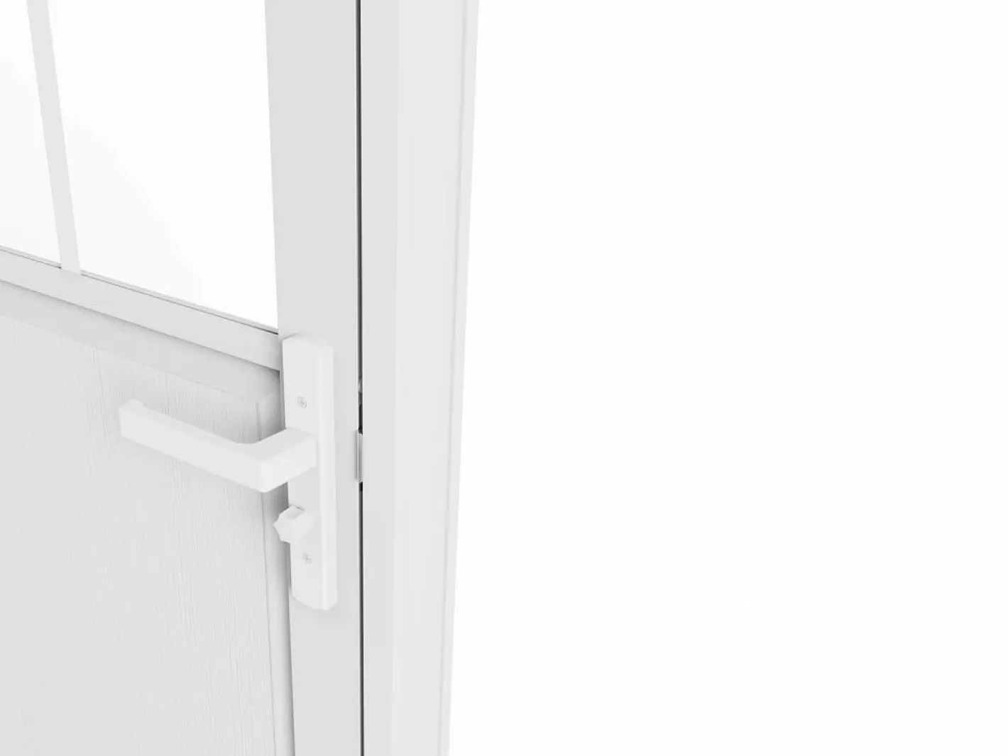 Vente-unique Bloque de puerta reversible, aluminio, MDF y vidrio templado, Alt. 204 x An. 83 cm, ERMELO Blanco Discount