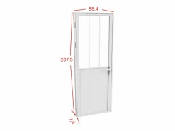 Vente-unique Bloque de puerta reversible, aluminio, MDF y vidrio templado, Alt. 204 x An. 83 cm, ERMELO Blanco Discount