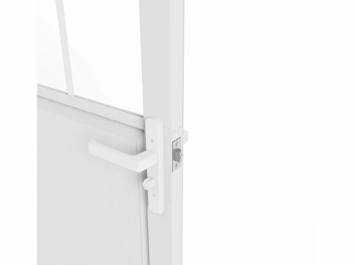 Vente-unique Bloque de puerta reversible, aluminio, MDF y vidrio templado, Alt. 204 x An. 83 cm, ERMELO Blanco Discount