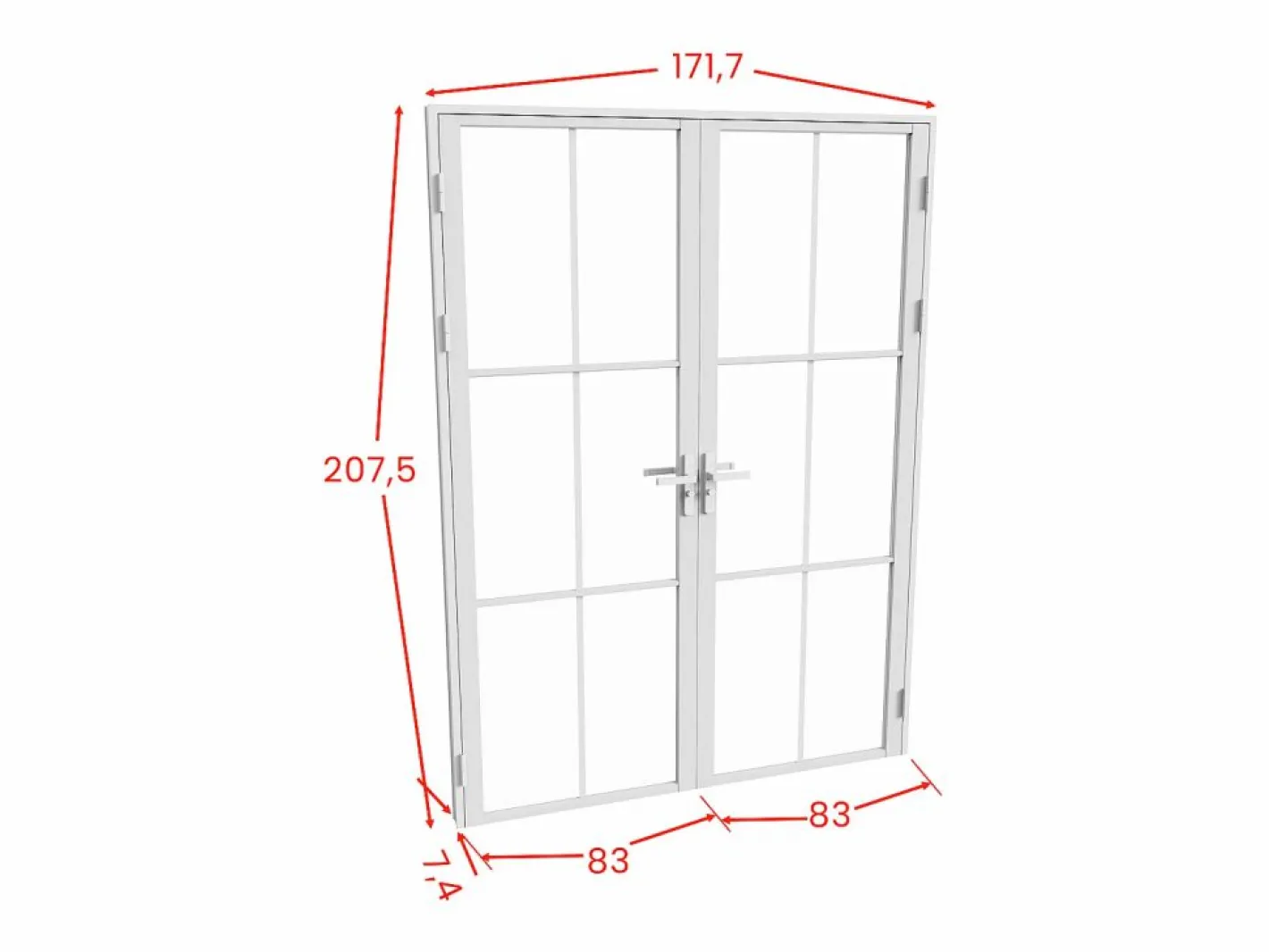 Vente-unique Bloque de puerta doble - aluminio y vidrio templado - - 2 x 204 x 83 cm - SEROTO Blanco Hot