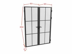 Vente-unique Bloque de puerta doble - aluminio, vidrio translúcido - 2 x Alt. 204 x An. 93 cm - - SEROTO Negro Discount