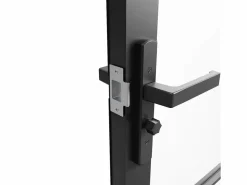 Vente-unique Bloque de puerta doble - aluminio, vidrio translúcido - 2 x Alt. 204 x An. 93 cm - - SEROTO Negro Discount