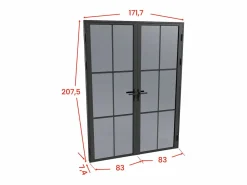 Vente-unique Bloque de puerta doble reversible de vidrio templado ahumado - 2 x Alt. 204 x An. 83 cm - SEROTO Negro Best