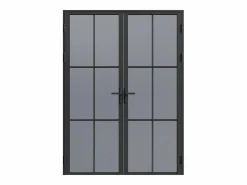 Vente-unique Bloque de puerta doble reversible de vidrio templado ahumado - 2 x Alt. 204 x An. 73 cm - SEROTO Negro Outlet