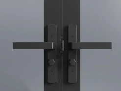 Vente-unique Bloque de puerta doble reversible de vidrio templado ahumado - 2 x Alt. 204 x An. 73 cm - SEROTO Negro Outlet