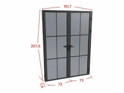 Vente-unique Bloque de puerta doble reversible de vidrio templado ahumado - 2 x Alt. 204 x An. 73 cm - SEROTO Negro Outlet