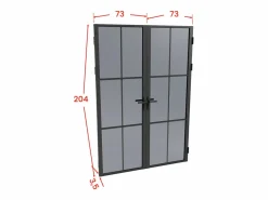 Vente-unique Bloque de puerta doble reversible de vidrio templado ahumado - 2 x Alt. 204 x An. 73 cm - SEROTO Negro Outlet