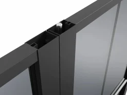Vente-unique Bloque de puerta doble reversible de vidrio templado ahumado - 2 x Alt. 204 x An. 73 cm - SEROTO Negro Outlet