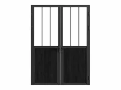 Vente-unique Bloque de puerta doble reversible y vidrio templado - 2 x Alt. 204 x An. 83 cm - ERMELO Negro Clearance