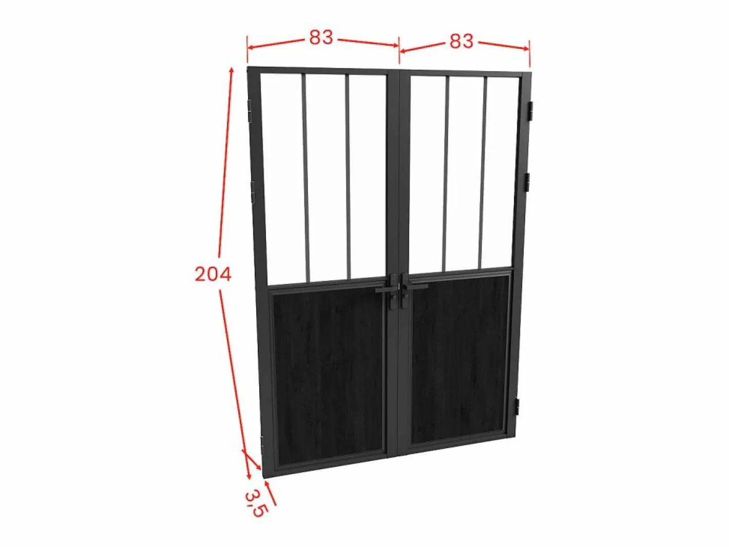 Vente-unique Bloque de puerta doble reversible y vidrio templado - 2 x Alt. 204 x An. 83 cm - ERMELO Negro Clearance