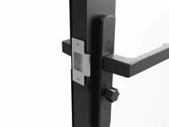 Vente-unique Puerta Con Marco|Bloque de puerta doble reversible - aluminio, vidrio templado - 2 x Alt. 204 x An. 93 cm - - SEROTO