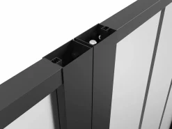 Vente-unique Bloque de puerta doble reversible , vidrio translúcido estilo taller, 2 x Alt. 204 x An. 93 cm, ERMELO Negro Outlet