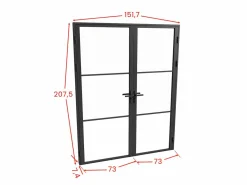 Bloque de puerta doble reversible de aluminio y vidrio templado - Alt. 204 x An. 2 x 73 cm - MASERU^Vente-unique New