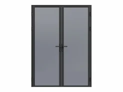 Vente-unique Bloque de puerta doble reversible de vidrio templado ahumado - 2 x Alt. 204 x An. 73 cm - LOXTON Negro Online