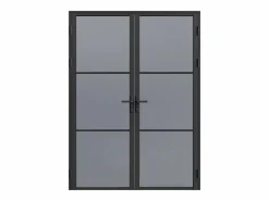 Vente-unique Puerta Con Marco|Bloque de puerta doble reversible - vidrio ahumado - 2 x Alt. 204 x An. 73 cm - - MASERU