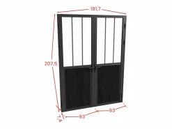 Vente-unique Bloque de puerta doble reversible, y vidrio templado - 2 x Alt. 204 x An. 93 cm - ERMELO Negro Outlet