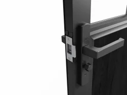 Vente-unique Bloque de puerta doble reversible, y vidrio templado - 2 x Alt. 204 x An. 93 cm - ERMELO Negro Outlet