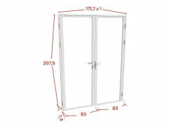 Vente-unique Puerta Con Marco|Bloque de puerta doble reversible - Vidrio templado - - 2 x Alt. 204 x An. 83 cm - LOXTON
