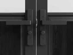 Vente-unique Bloque de puerta doble reversible , vidrio translúcido estilo taller, 2 x Alt. 204 x An. 83 cm, ERMELO Negro New