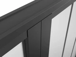 Vente-unique Bloque de puerta doble reversible , vidrio translúcido estilo taller, 2 x Alt. 204 x An. 83 cm, ERMELO Negro New