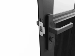 Vente-unique Bloque de puerta doble reversible , vidrio translúcido estilo taller, 2 x Alt. 204 x An. 83 cm, ERMELO Negro New