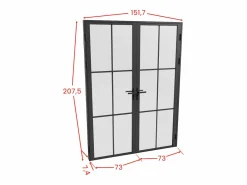 Vente-unique Puerta Con Marco|Bloque de puerta doble reversible - aluminio, vidrio translúcido - 2 x Alt. 204 x An. 73 cm - - SEROTO