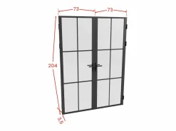 Vente-unique Puerta Con Marco|Bloque de puerta doble reversible - aluminio, vidrio translúcido - 2 x Alt. 204 x An. 73 cm - - SEROTO