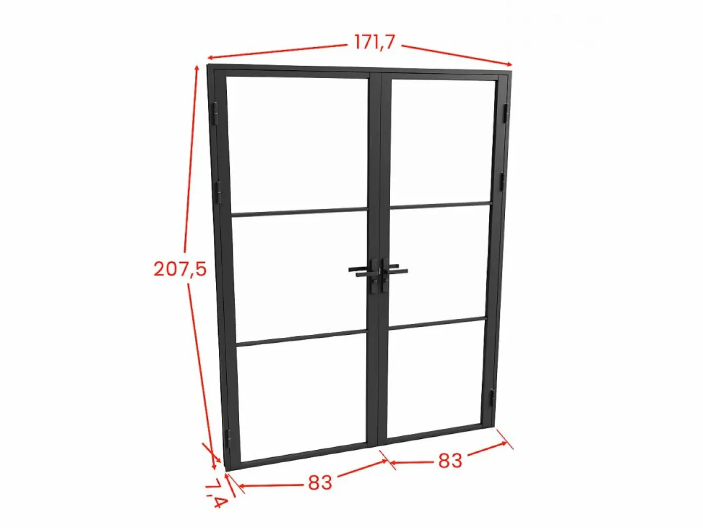 Vente-unique Puerta Con Marco|Bloque de puerta doble reversible - vidrio templado - 2 x Alt. 204 x An. 83 cm - - MASERU