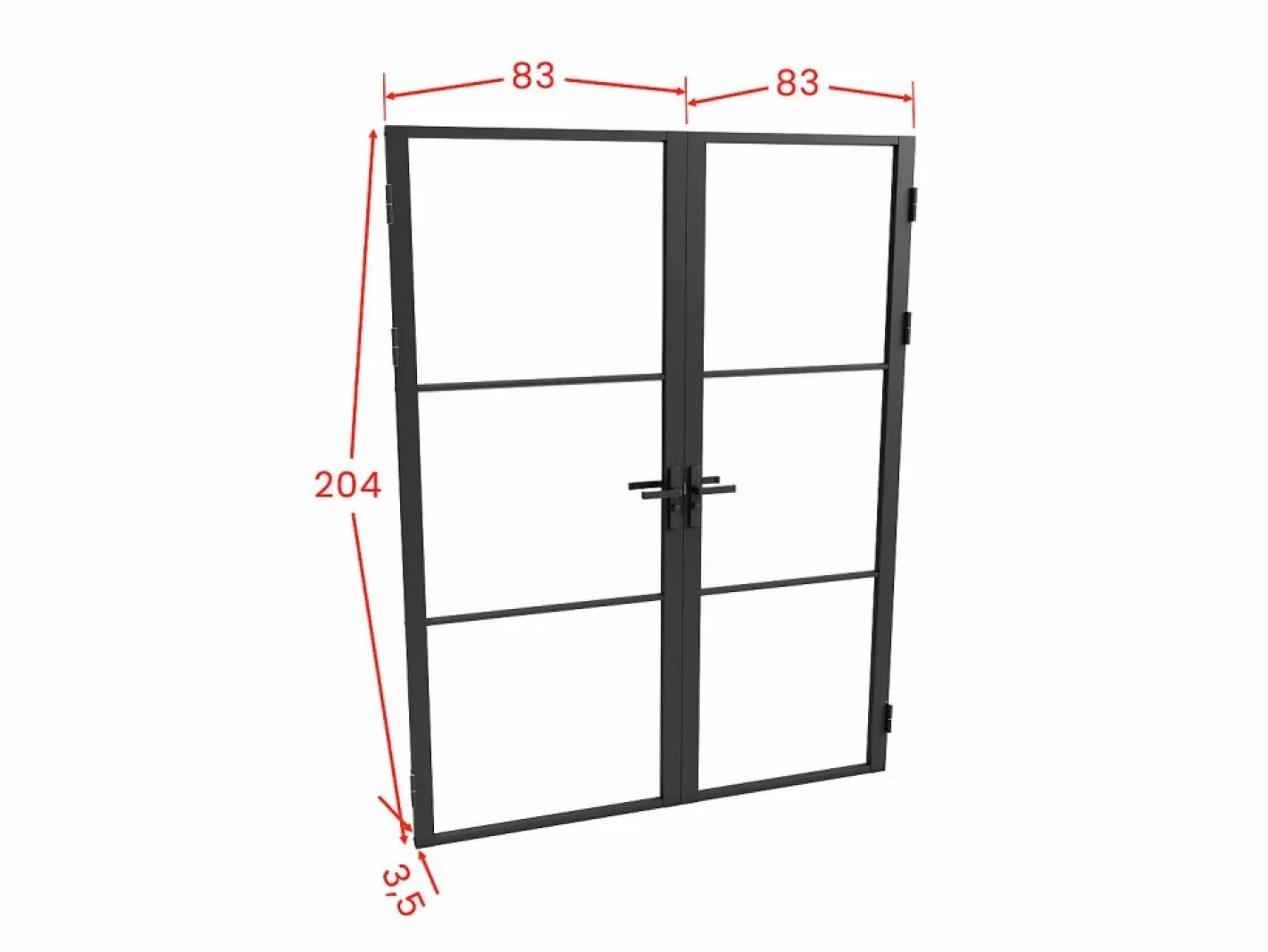 Vente-unique Puerta Con Marco|Bloque de puerta doble reversible - vidrio templado - 2 x Alt. 204 x An. 83 cm - - MASERU