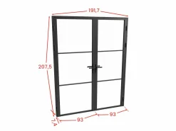 Vente-unique Bloque de puerta doble reversible - vidrio templado - 2 x Alt. 204 x An. 93 cm - - MASERU Negro Clearance