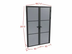 Vente-unique Puerta Con Marco|Bloque de puerta doble reversible - vidrio ahumado - 2 x Alt. 204 x An. 93 cm - - MASERU