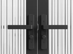 Vente-unique Bloque de puerta doble reversible - vidrio texturizado - 2 x Alt. 204 x An. 73 cm - - MASERU Negro Discount