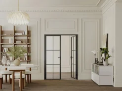 Vente-unique Bloque de puerta doble reversible de aluminio y vidrio templado - Alt. 204 x An. 2 x 73 cm - SEROTO Negro Outlet