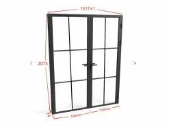 Vente-unique Bloque de puerta doble reversible de aluminio y vidrio templado - Alt. 204 x An. 2 x 73 cm - SEROTO Negro Outlet