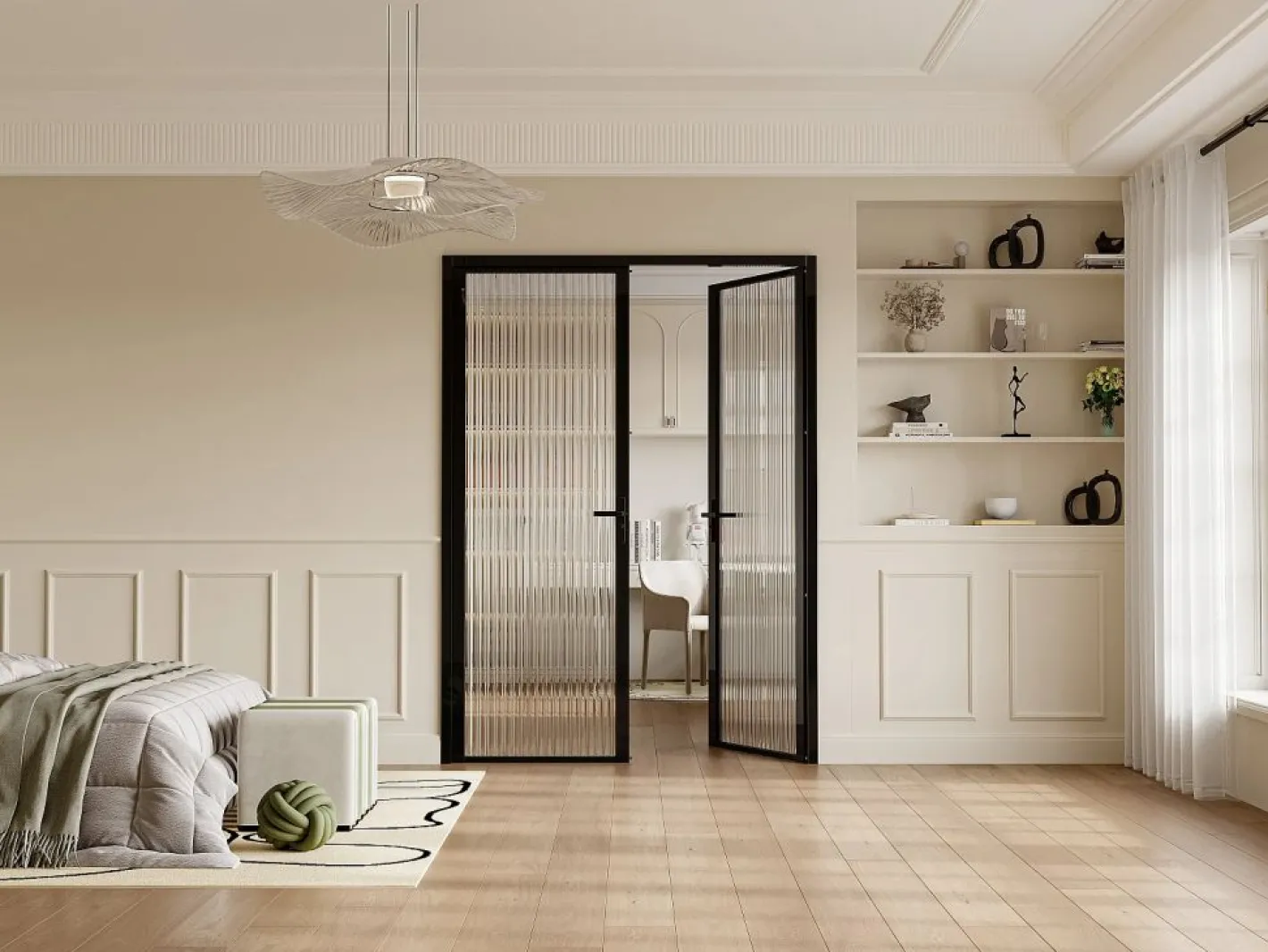 Vente-unique Puerta Con Marco|Bloque de puerta doble reversible - vidrio texturizado - 2 x Alt. 204 x An. 73 cm - - LOXTON