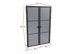 Vente-unique Puerta Con Marco|Bloque de puerta doble reversible - vidrio ahumado - 2 x Alt. 204 x An. 83 cm - - MASERU