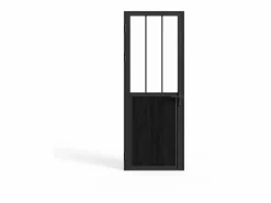 Vente-unique Puerta Con Marco|Bloque de puerta estilo taller reversible de aluminio, MDF y vidrio templado - Alt. 204 x An. 73 cm - ERMELO