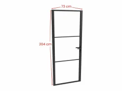 Vente-unique Bloque de puerta reversible de aluminio y vidrio templado - Alt. 204 x An. 73 cm - MASERU Negro Hot